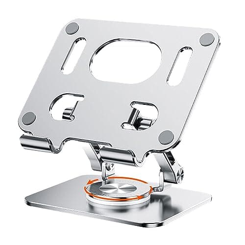 MESHIV Tablet Stand | Heavy 360° Rotating Adjustable Aluminum Foldable Holder for iPad, Tablets & Smartphones | Portable Desktop & Bed Stand for Home, Office, Table, Floor Use (Grey)