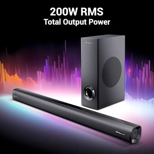 ZEBRONICS Juke BAR 6500, Dolby Soundbar, 200 Watts, Virtual Surround Sound, Dolby Audio, Dual Driver Soundbar, 5.25" Subwoofer, Bluetooth | HDMI (ARC) | Optical | USB | AUX 3
