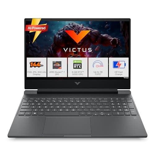 HP Victus, AMD Ryzen 7 260, 8GB RTX 5050 Gaming Laptop,(24GB DDR5,1TB SSD) 144Hz,IPS,300 nits,15.6'(39.6cm) FHD, Win11,M365 Basic(1 year) Office24, Mica Silver, 2.29kg, RGB, Enhanced cooling, fb3185AX