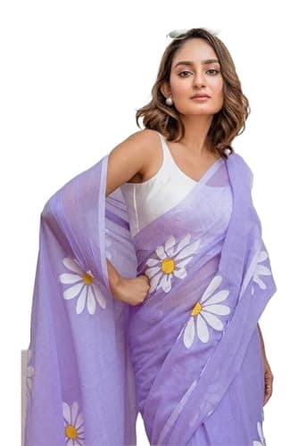 Yashika Women's Georgette Floral Printed Saree With Unstitched Blouse Piece |saree for Women | New Sari | Latest Saree_AZ-YS-OG1-GENDA FOOL PURPLE