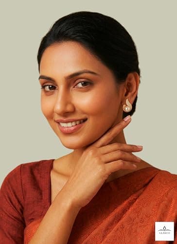 Fancy CZ Diamond Pearl Stud Earrings for Women & Girls Traditional Gold Plated Designer Earrings Cute Trendy Modern Ethnic Daily Wear Rich Look Festive Wedding Party Jewellery Light Skin-Friendly Anti 4