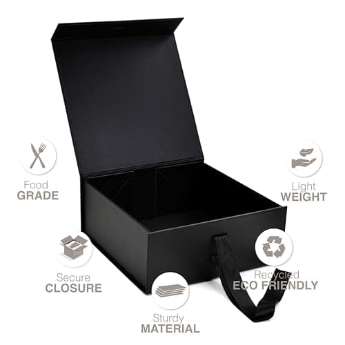 RBS® - MEDIUM Black Gift Box Empty (26 X 26 X 10Cm) Gift Boxes for Packaging (1 Pack) Box for Gift Packing Multipurpose Hampers Boxes Hold to 8 Kg Occasion Rigid Box for Packing (Medium Black) 2