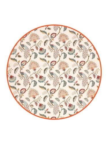 Clasiko 100% Cotton 6 Seater Round Table Cover; 72x72 Inches; Multicolor Peacock 5
