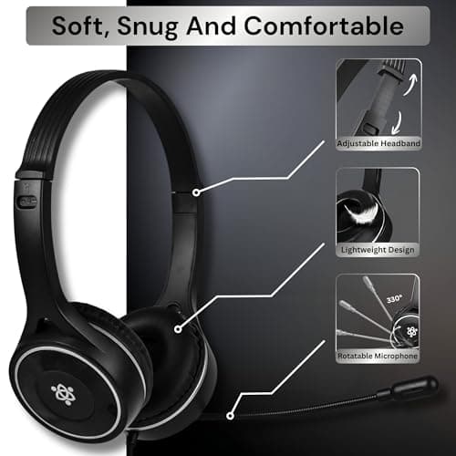 Metaind Wired 3.5 MM Headphone with Mic | Ideal for Teams, Zoom Calls & Call Center Use | Compatible with PC & Laptop | Model: Meta_MT30_3.5MM (Black) 4