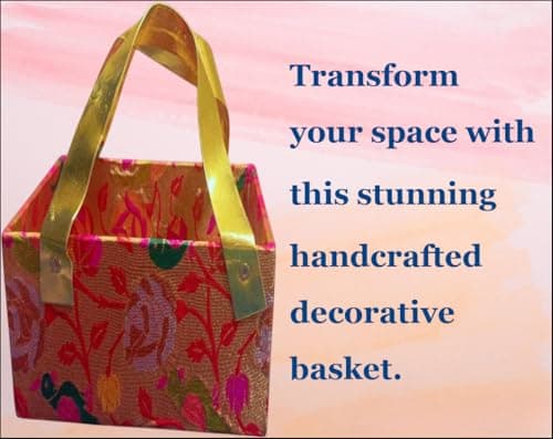 Decorative Basket with Vibrant Floral Patterns and Golden Handle - Perfect for Home Decor, Storage, and Gift Giving 4