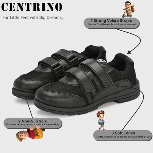 Centrino School Shoes 8124-1_Black_7_Kids 4