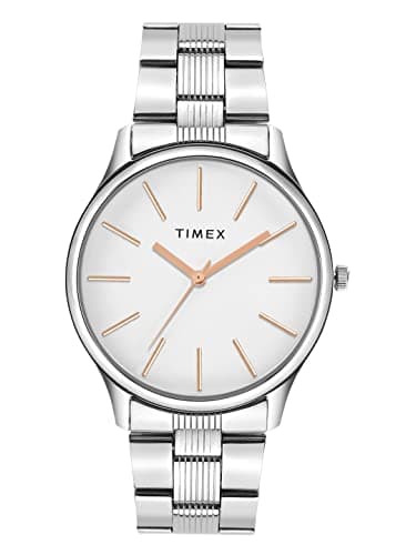 TIMEX Analog Watch for Man with White Round Dial & Silver Stainless Steel Bracelet Band Water Resistant Men's Wrist Watches - TWTG73SMU02