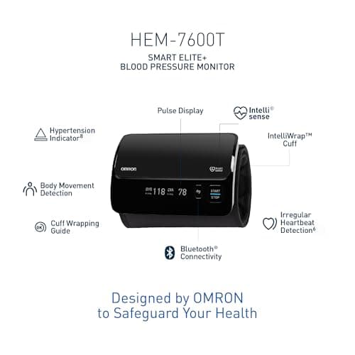 Omron Smart Elite+ HEM 7600T Tubeless 360° Accurate Arm Digital Blood Pressure Monitor With Intellisense Technology & Intelli Wrap Cuff With Bluetooth Connectivity to Store Historic Measurements 5