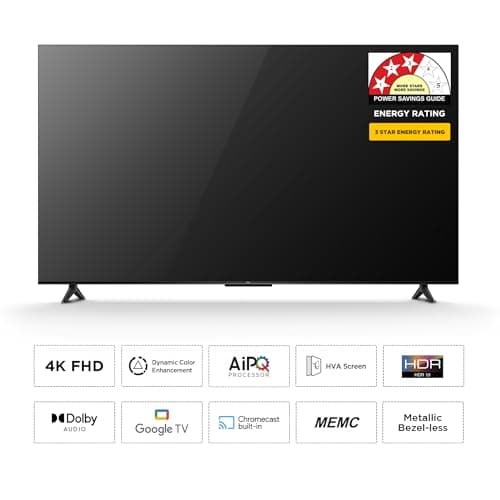 TCL 108 cm (43 inches) Metallic Bezel Less Series 4K Ultra HD Smart LED Google TV 43V6C (Black) 2