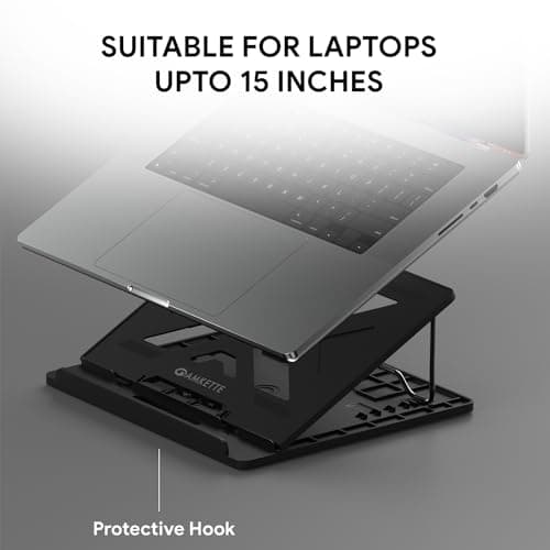 Amkette Ergo View Laptop Stand with 7 Adjustment Levels for laptops up to 39 cm (12 inch /13 inch /14.1 inch /15.6 inch) (Black) 4