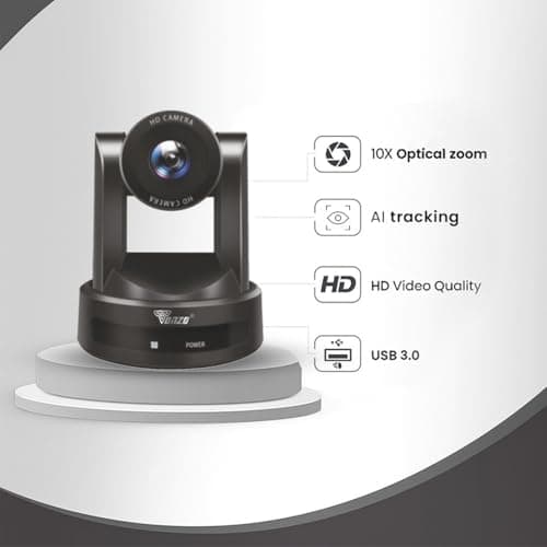 TONZO PTZ Camera TZ410 Full HD 1080P USB Camera 10X Optical Zoom Auto Focus 4K Video Quality AI Auto Tracking Plug & Play for Laptop, Desktop & Interactive Flat Panels Video Conferencing. 4