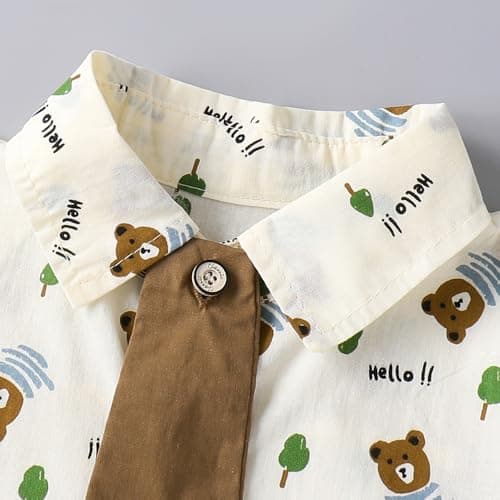 Hopscotch Boys Short Sleeves White Animal Print Formal Set for Ages (2-3 Years) 3