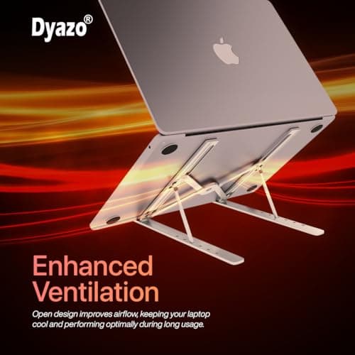 Dyazo 6 Angles Adjustable Aluminum Ergonomic Foldable Portable Tabletop Laptop/Desktop Riser Stand Holder Compatible for MacBook, HP, Dell, Lenovo & All Other Notebook (Silver) 5