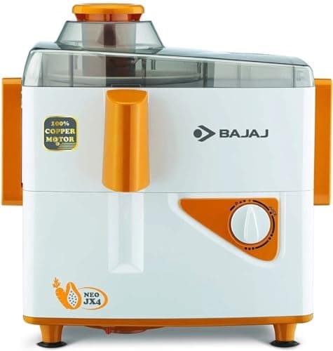 Jx4 neo Juicer Mixer Grinder, 450W, Orange and White, 2 Jars, 1.1L Capacity, 100% Copper Motor, Centrifugal Juicer 2