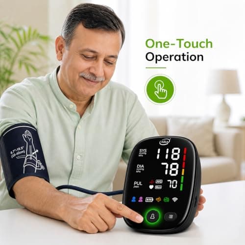 Aika Upper Arm Digital BP Check Machine for Home Use, Automatic Digital BP Monitor with Large LED Backlit Display, 2 Users x 120 Memory, Irregular Heartbeat Detection, Adjustable Cuff 8.7"-16.5", USB  2