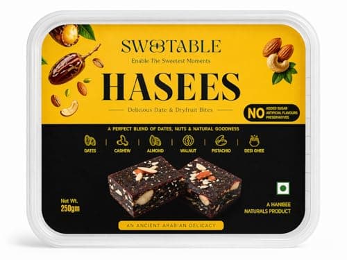 Sweetable Date Bites | No Added Sugar | 100% Natural Dry Fruit Sweet | Made with Dates Nuts Pure Ghee | Healthy Energy Snack 500gm Pack | Pack of 1