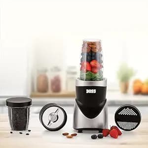 BOSS Nutri Glory 800 Watts Juicer/Mixer/Grinder/Smoothie Maker, 2 Unbreakable Jars, 2 Blade Set - Wet & Dry, Black And Grey, 2 Year Warranty