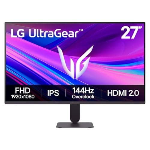 LG Ultragear 27G411A-B, 27 inch Full HD (1920 x 1080) IPS Gaming Monitor, 144Hz (O/C), 1ms MBR, NVIDIA G-Sync Compatible, AMD FreeSync, HDR10, HDMI, DisplayPort, Slim Stand, Black