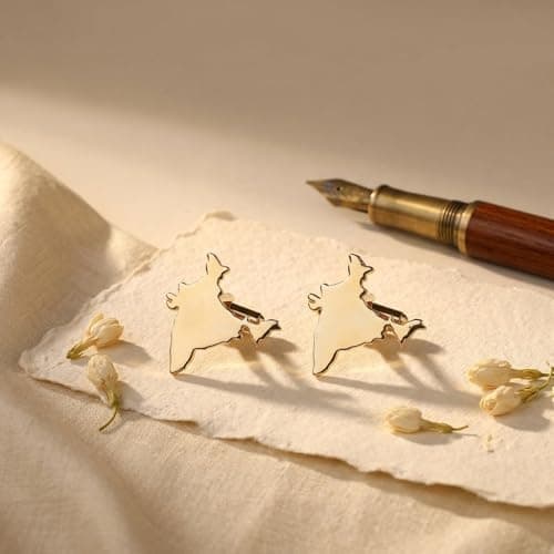 Artsycollection® India Patriot Map Design Cufflinks for Men | Stylish India Map Cufflinks | Premium Formal Shirt Accessories | Patriotic Wedding Office Party Gift (Gold) 6