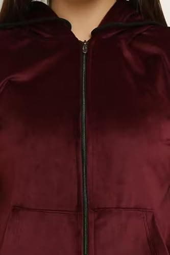 adibaba Women’s & Girls Velvet Tracksuit Set | Soft & Stretchable Velvet Co-Ord Set for Women | Stylish Hooded Jacket & Jogger Pants | Winter Wear Casual for Travel, Gym & Daily. Maroon 3