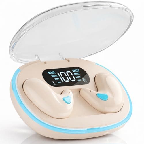 VEHOP S55 OWS Bluetooth Open Ear Wireless Sleeping Earbuds, BT5.4 Headphones, Button Control & Type-C Fast Charging, ENC Call Noise Reduction, Ideal for Sleeping, Meditation and Entertainment. (BEIGE)
