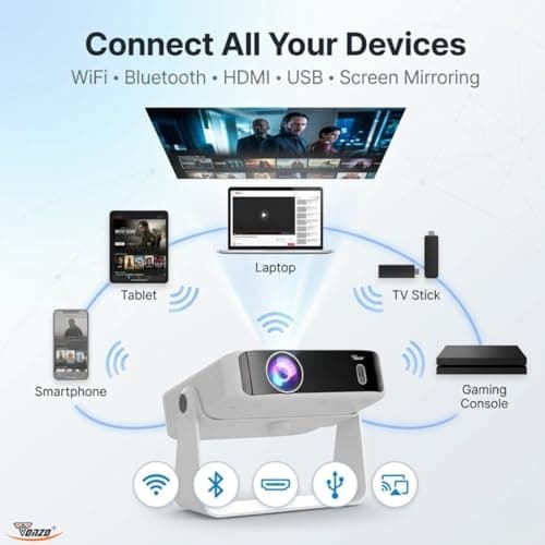 TONZO Vision X1 Smart LED Projector | Native 1080P Full HD | 10000 Lumens | Android 14 | Auto Focus & Keystone Corretion | Dual WiFi Bluetooth | 10W Speaker | Home Theater, Office & Outdoor Use 5