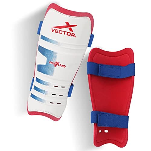 Vector X England Football Shin Guard with Adjustable Velcro Strap (L, England)