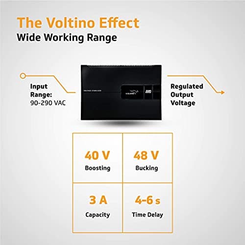 V-Guard Voltino Max Digi TV Stabilizer | Applicable for Smart TVs up to 140cm (55'') +Set Top Box,Home Theatre/Gaming Console |Seven Segment Digital Display | 2 Year Warranty by V-Guard | Black 3