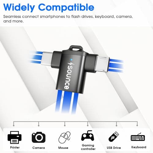 Sounce 2 in 1 USB OTG Adapter USB A to Type C & Micro USB Connector, Female to Male USB 3.0 High-Speed Data Transfer Converter Pen Drive Adapter for Mobile and Others - Black 3