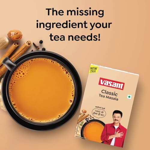 VASANT Masala Tea Combo Pack of 2 100Gram, Chai Masala 50Gram Each, Kadak Chai Masala, Tea Masala, Masala Chai, Ginger, Black Pepper, Cardamom, Cloves, Indian Spices, Vegetarian 4
