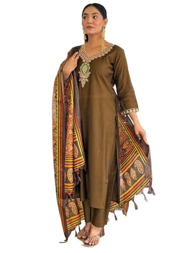 INDO ERA Women's White Pure Cotton Quirky Printed Straight Fusion Kurta & Pant Set