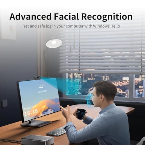 TOALLIN 2K QHD Webcam for Windows Hello Face Login, IR Facial Recognition Camera, USB Webcam with Microphone, 92° Wide Angle View, Computer Web Camera for Video Calls 2