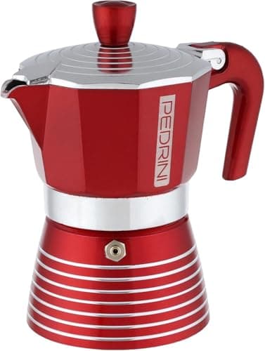PEDRINI- Italy, Infinity Moka Pot 2 Cup Coffee Maker/Mocha Pot/Coffee Filter, Aluminium, Italian Made .(Passion Red, 2 Cup) 3