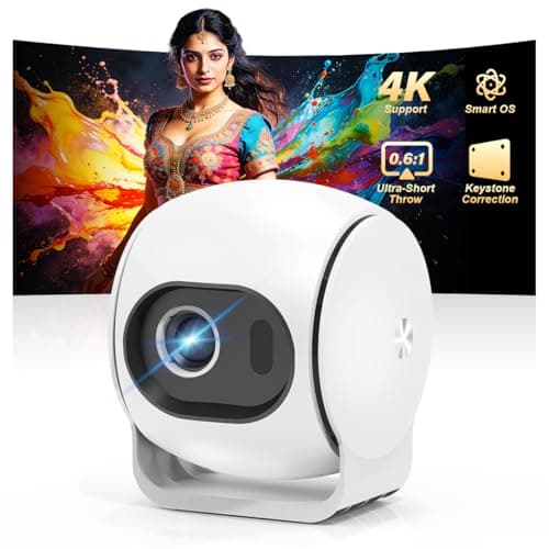zitronix® Smart Projector for Room Built in Android 13 0.6: 1 Ultra Short Throw Projector for Home Cinema Keystone Correction with HDMI/WiFi/USB 65W Type-c Power Port & PD30W Power Bank Permitted