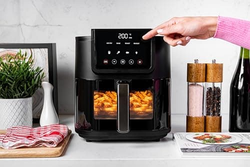 Nutricook 5L Air Fryer Slim (2025) with 100% Toxin-Free Ceramic Coating—No PTFE, PFAS, PFOA or Microplastics, Clear Window, Light & Large Basket | 1500W, 4 Presets, 2-Year Warranty 2