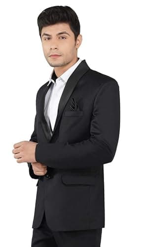 TAHVO Men's Blazer Slim Fit Single Breasted Black Solid Formal Blazer for Men & Boys Size 36 3