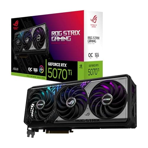 ASUS ROG Strix GeForce RTX 5070 Ti OC Edition 16GB GDDR7 Graphics Card (PCIe 5.0, HDMI/DP 2.1, 3.2-slot, Axial-tech fans, MaxContact design with vapor chamber, phase-change GPU thermal pad, aura sync)