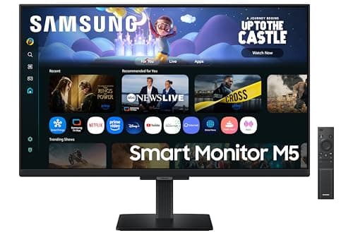 Samsung 27" M5 Smart Monitor with Smart TV Experience|FHD 1920 x 1080|Screen Mirroring|IPS Panel TV Plus|Speakers|Adaptive Sound|Wi-Fi|HDMI|Bluetooth|LS27FM500EWXXL|Black