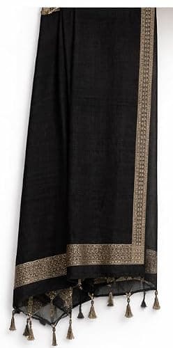 Indian Heritage King Queen Print Summer Jute Cotton Ethnic Wear Churidar Dress Material Set Suit with Dupatta & Pant (White and Black) 3