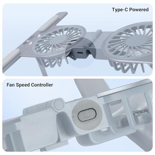 Zebronics Laptop Stand with Fans, Up to 17 inch Laptop, 2X RGB Fans + Speed Controller, 58CFM Airflow, 7 Level Adjustable, Foldable, Type-C Port, Anti-Slip Silicone Pad, Anti-Rust (NS6000) 5