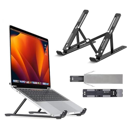 STRIFF Foldable Portable Laptop/Tablet Stand with 6 Level Height & Angle Adjustment & Air Ventilation, Anti-Slip Silicone Pads, for All Laptops, Tablets, MacBook 15.6-Inch(Black)