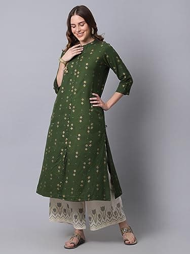 Pistaa's Women's Cotton Salwar Suit (KUPZO_CHESSRT_MG_3XL48_Mehendi Green_XXX-Large) 2