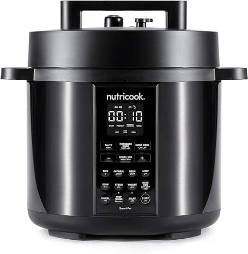 Nutricook Stainless Steel Smart Pot 2 8QT (7.7 Litre),1200W 9-in-1 Instant Programmable Electric Pressure Cooker, Slow Cooker, Rice Cooker, Steamer, Sauté Pot, Sous Vide, Smart Lid, 2-Year Warranty