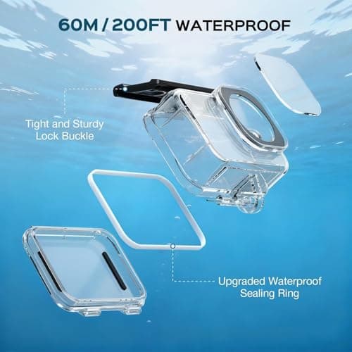 ADOFYS Action 6 Waterproof Case for DJI Osmo Action 6 Camera, with Anti-Fog Underwater Housing Shell Cage Supports 60M/196FT Deep Diving Scuba Snorkeling Swimming with Quick Release Screw. 3