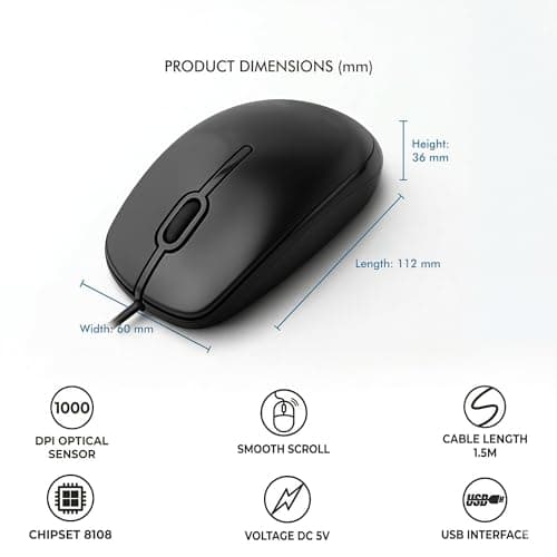 Keyboard Mouse Combo with OTG USB Hub for Mobile, Laptop & Tablet | Wired Full Size Keyboard with Optical Mouse | Plug & Play USB Keyboard Mouse Set for Android Mobile Gaming & Office Use 3