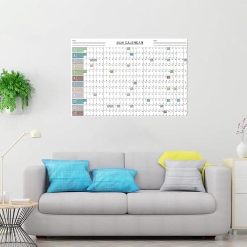 Accuprints 2026 Yearly Planner - Calendar in One Page, January - December, 20 x 30 inch, Thick Paper, Perfect for Keeping Track of Important Dates and Schedules-EASY to Write on it 5