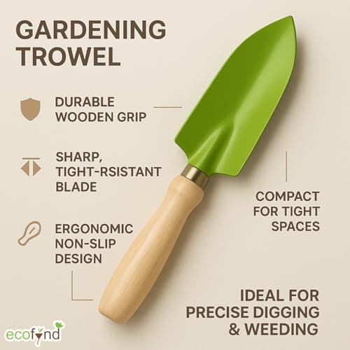 ecofynd Gardening Transplanter Hand Tool (Small Trowel with Wooden Handle), Home Garden Durable Plant Tool, Planting, Weeding, Pruning, Soil Maintenance, Farming Essential Kit (GT010) 3