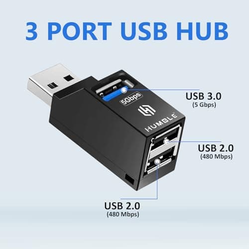 Humble 3 Ports USB 3.0/2.0 Multiport Adapter with Transfer Speed Upto 5 Gbps, USB Expander Plug & Play for PC, Laptop & Mac (Black) 2