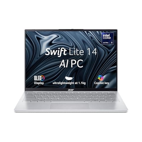acer Swift Lite 14, Intel Core Ultra 5 115U Processor, 16 GB, 512 GB, WUXGA OLED, 14.0"/35.56 cm, Windows 11 Home, MSO,Light Silver, 1.1 kg, SFL14-54M, Thin and Light Laptop