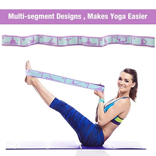 Proberos® Yoga Belt for All People, 8 Loops Stretching Strap with Printed Positions, Multi-Purpose Elastic Resistance Band for Yoga, 85*4 Cm, Fitness, Rehabilitation, Ankle Joint & Ligament Training 4